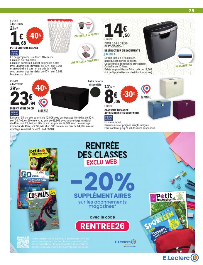 Catalogue E. Leclerc 28.07.2026 - 29.08.2026