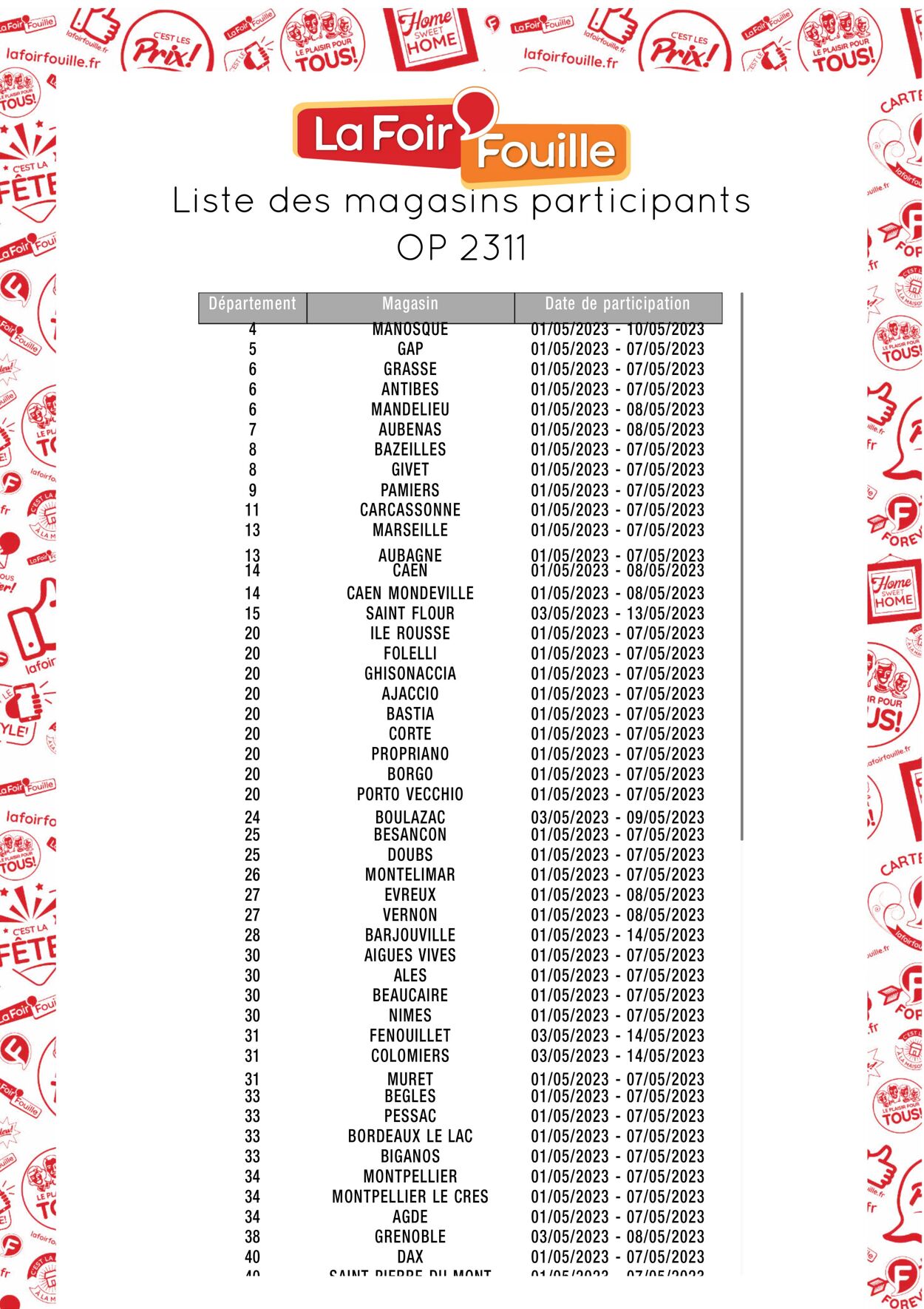 Catalogue La Foir’Fouille 01.05.2023 - 14.05.2023